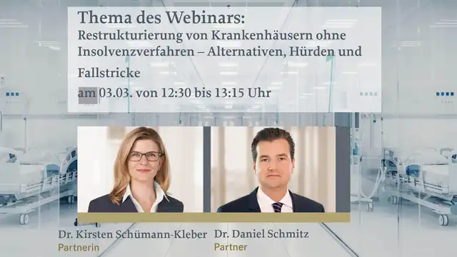 Webinar Restrukturierung von Krankenhäusern ohne Insolvenzverfahrenren
