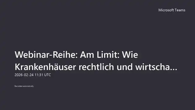 Webinar Krankenhausreform und Transformationsfonds