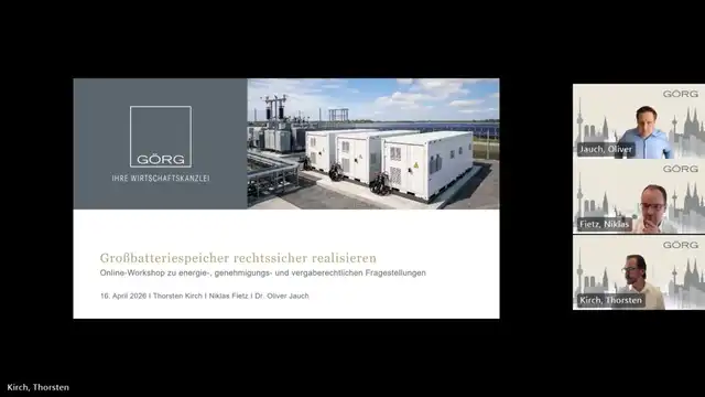 Webinar: Großbatteriespeicher rechtssicher realisieren