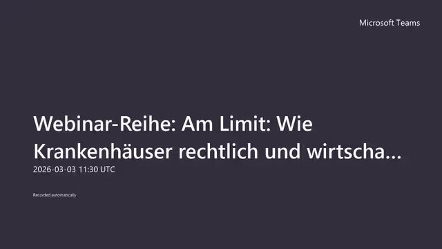 Webinar Restrukturierung von Krankenhäusern ohne Insolvenzverfahren