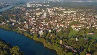 Luftaufnahme der Stadt Hanau