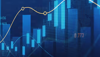 Aktienkurs vor blauem Hintergrund