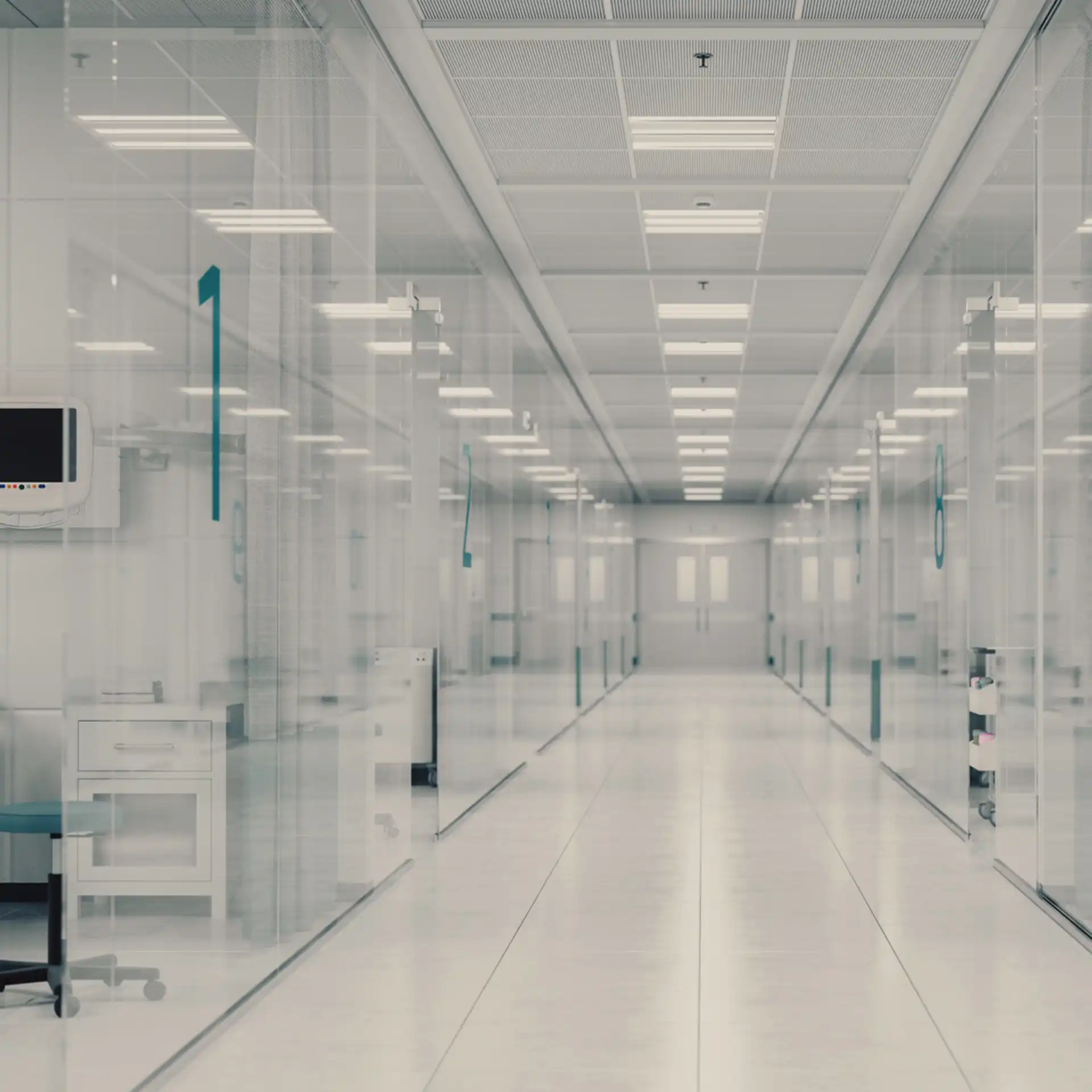 Krankenhausflur mit transparenten Wänden